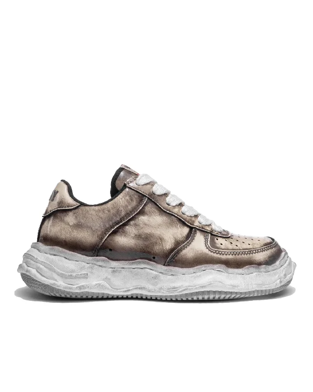 Wayne Low Top White Brushed Patent Leather